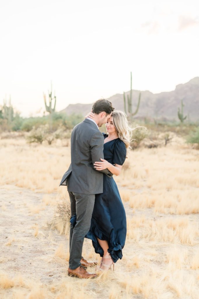 Salt River engagement session couple touching foreheads with a soft smile