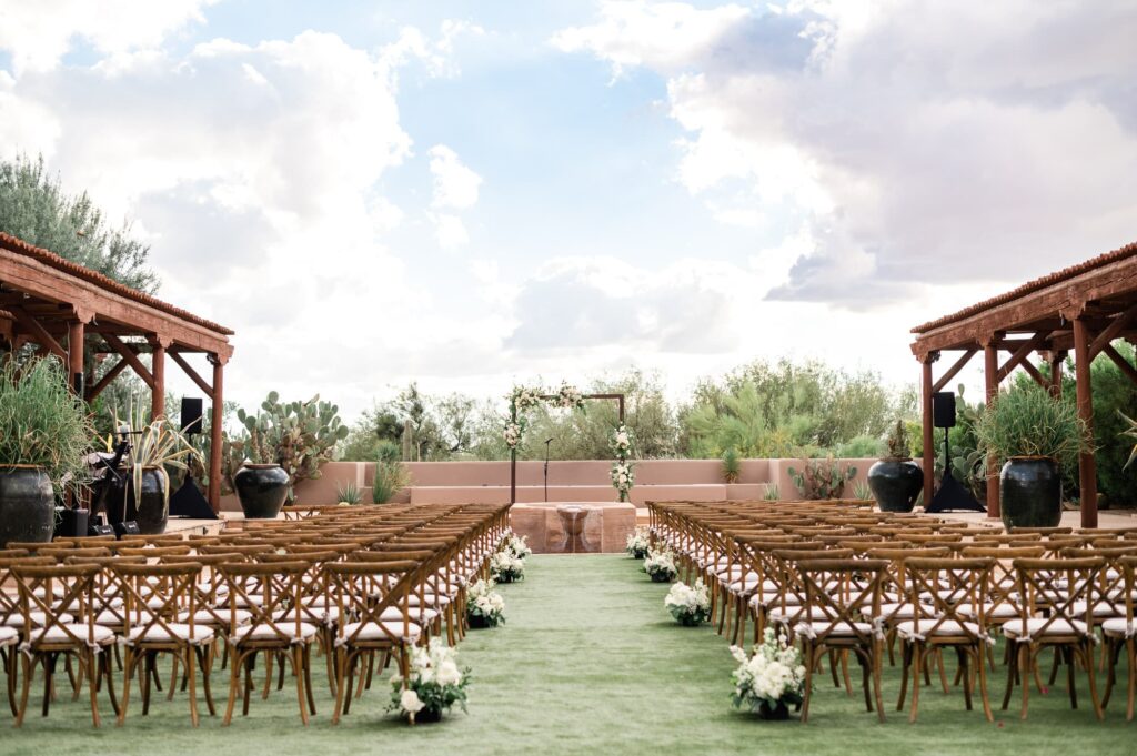 The main ceremony lawn at the Four Seasons at Troon North before the wedding ceremony.