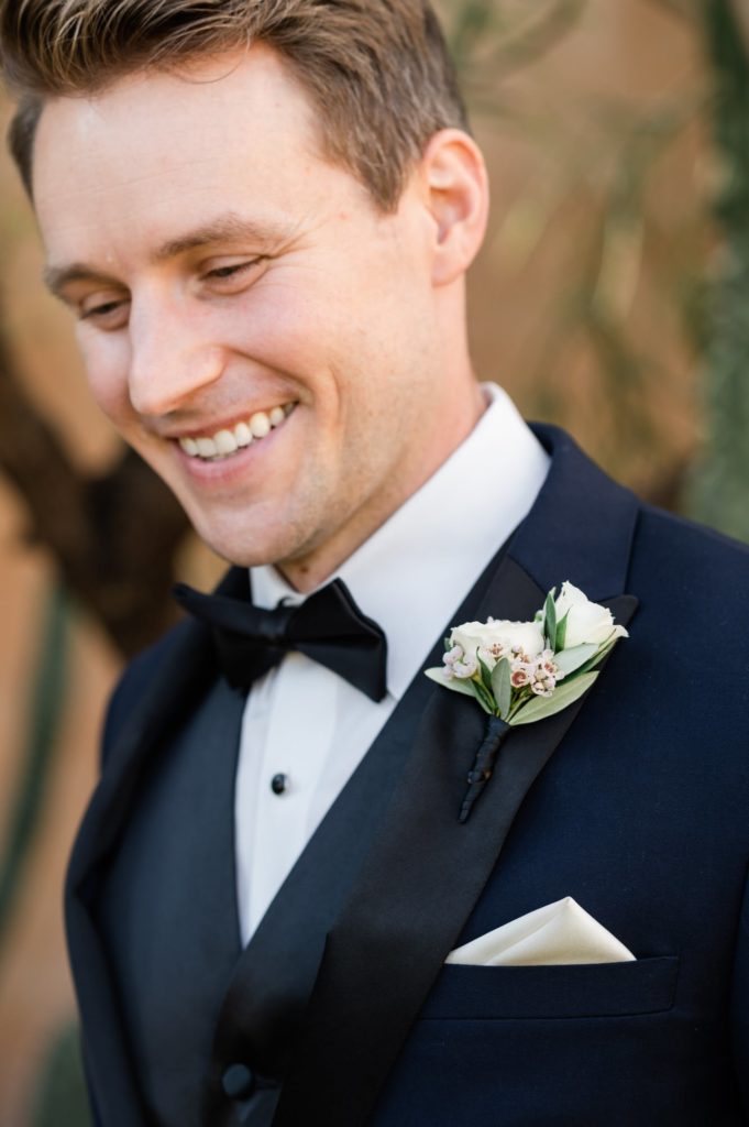 Groom smiling and laughing