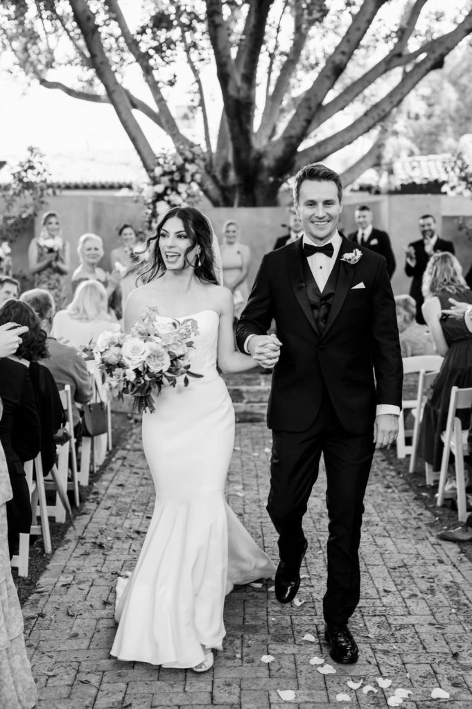 Bride and groom recessional after ceremony