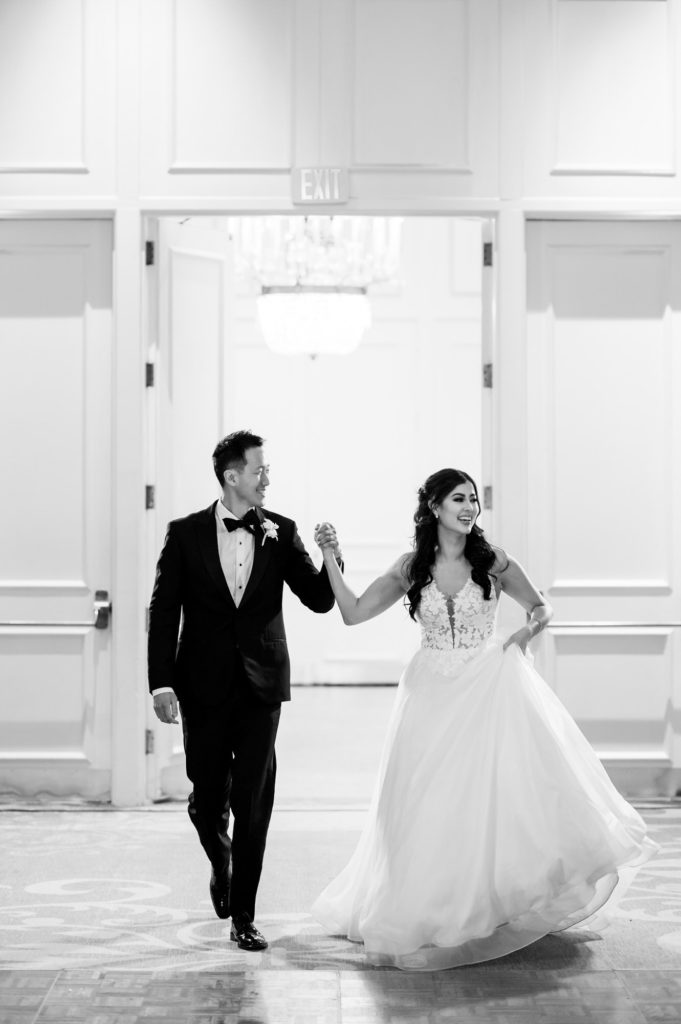 Bride and Groom's grand entrance at the Mayflower Hotel DC Wedding venue